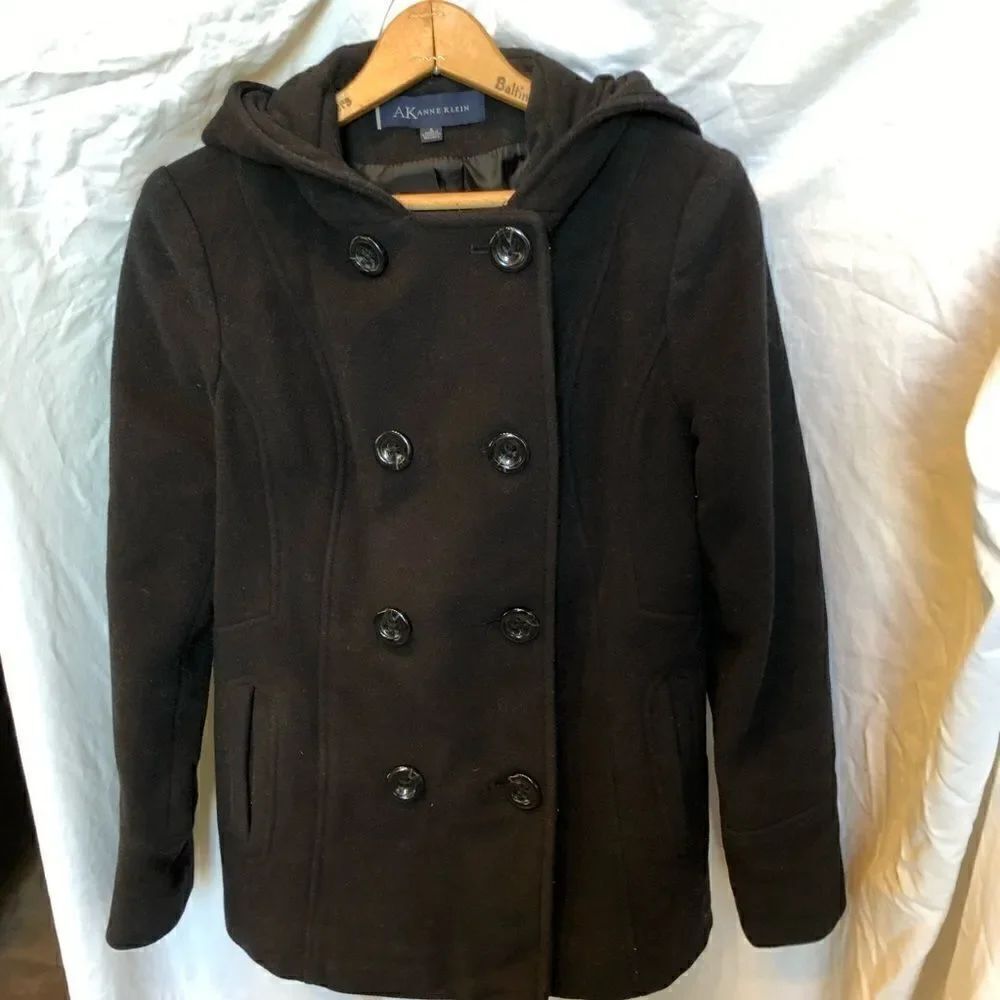 Anne Klein Pea Coat Black Size Small
